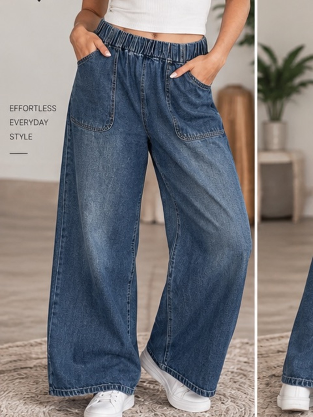 16 * Waist: 16” unstretched SHEIN Wide Leg Denim Jeans Blue XL